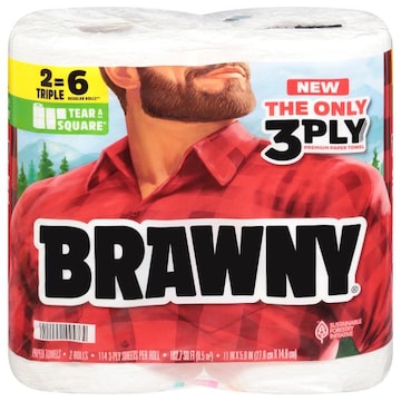 Brawny Tear-A-Square White 3-Ply Triple Rolls Paper Towels