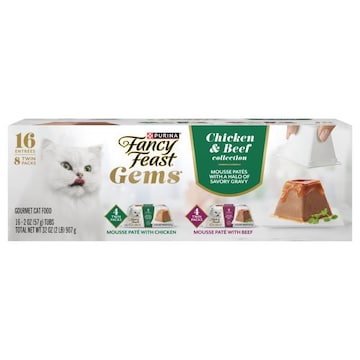Fancy Feast Gems Kitten Food, Gourmet, Mousse Pate with Chicken/Mousse Pate with Beef, Pate, Twin Packs