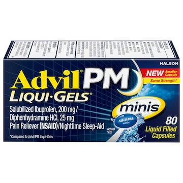 Advil PM Liqui-Gels Pain Reliever/Nighttime Sleep-Aid, Liquid Filled Capsules, Minis