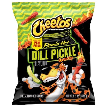 Cheetos Crunchy Flamin' Hot Dill Pickle Flavored Cheese Flavored Snacks