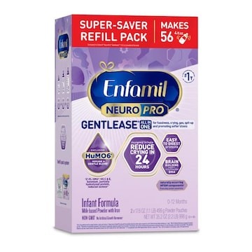 Enfamil Introducing new and improved Enfamil NeuroPro Gentlease, now with a patented prebiotic fiber blend to help ease stooling discomfort and promote freque