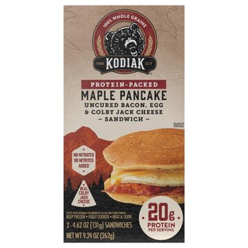 Kodiak Protein-Packed Maple Pancake Uncured Bacon, Egg & Colby Jack Cheese Sandwich