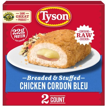 Tyson Frozen Stuffed Chicken Breasts Cordon Bleu, 2 Count