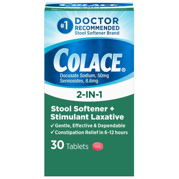 Colace Stool Softener + Stimulant Laxative, 2in1, Tablets Publix