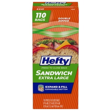 Hefty Extra Large Double Zipper Sandwich Press to Close Bags