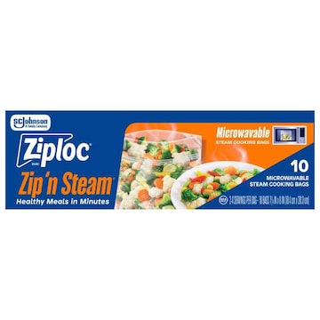 Ziploc ® Brand Zip’n Steam® Food Steamer Bags, Seal Top Closure, 10 count