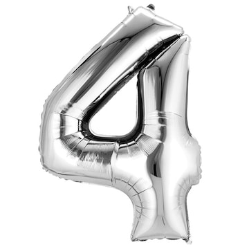 Number 4 Silver Balloon