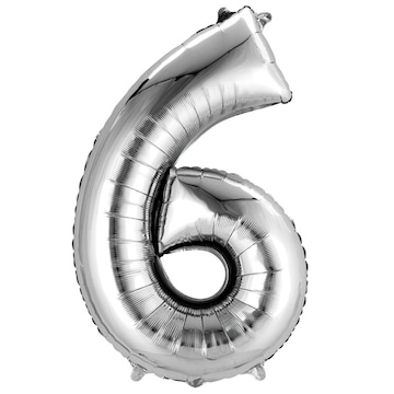 Number 6 Silver Balloon