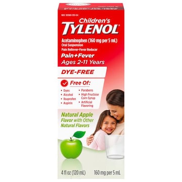 Tylenol Children's Ages 2-11 Years Dye-Free Natural Apple Flavor 160 mg per 5 mL Pain + Fever