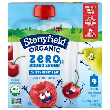 Stonyfield Organic Cherry Berry Pear Zero Added Sugar Whole Milk Yogurt