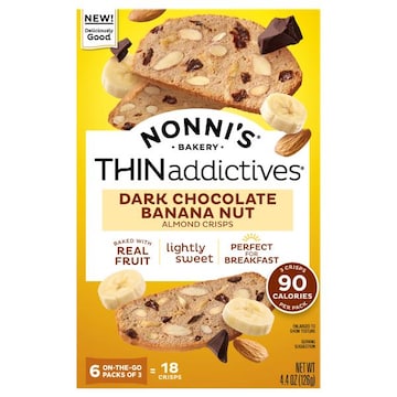 Nonni's ThinAddictives Dark Chocolate Banana Nut Almond Crisps
