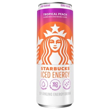 Starbucks Iced Energy Sparkling Energy Drink, Zero Sugar, Tropical Peach