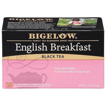 Bigelow Bigelow English Breakfast Black Tea, Tea bags, 20 TB, 20 individually wrapped tea bags