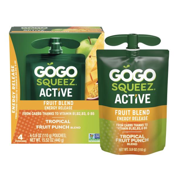 GoGo squeeZ Active Energy No Sugar Added Tropical Fruit Blend