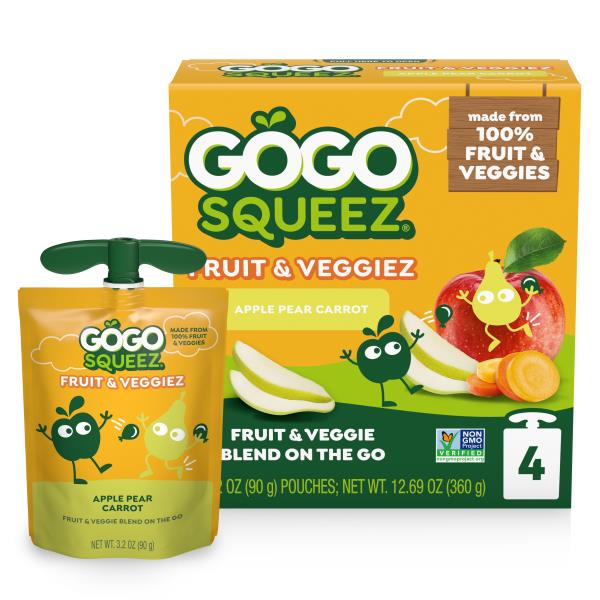 GoGo squeeZ No Sugar Added Fruit & VeggieZ Apple Pear Carrot