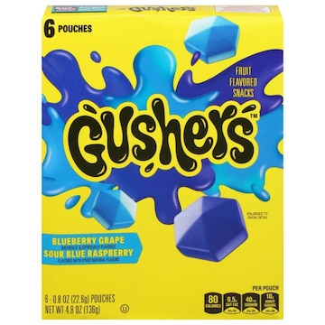 Gushers Blueberry Grape/Sour Blue Raspberry Fruit Flavored Snacks