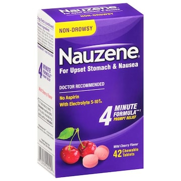 Nauzene Upset Stomach & Nausea, Non-Drowsy, Chewable Tablets, Wild Cherry Flavor