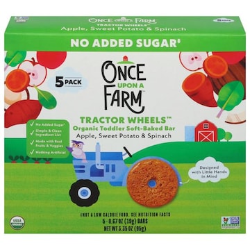 Once Upon a Farm No Added Sugar Apple, Sweet Potato & Spinach Toddler Tractor Wheels