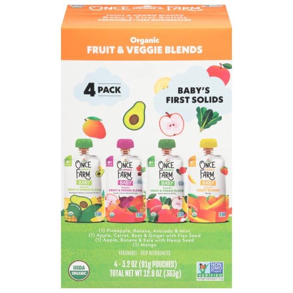 Once Upon a Farm 4 Pack 6+ Months Baby Assorted Organic Fruit