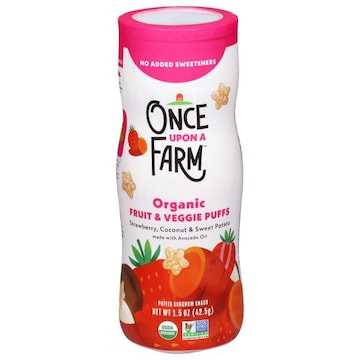 Once Upon a Farm No Added Sweeteners Organic Strawberry, Coconut & Sweet Potato Fruit & Veggie Puffs