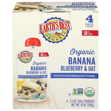 Earth's Best Organic 2 (6+ Months) Organic Wholesome Banana Blueberry & Oat Breakfast Puree