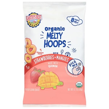 Earth's Best Organic Organic Organic Ages 8 m+ Melty Hoops Strawberries + Mangoes Puffed Corn Snack