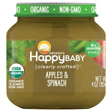 HappyBaby Organics Organic Stage 2 (6+ Months) Apples & Spinach