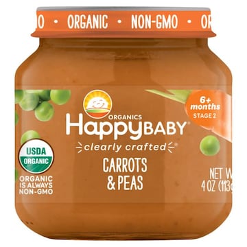 HappyBaby Stage 2 (6+ Months) Clearly Crafted Organic Carrots & Peas