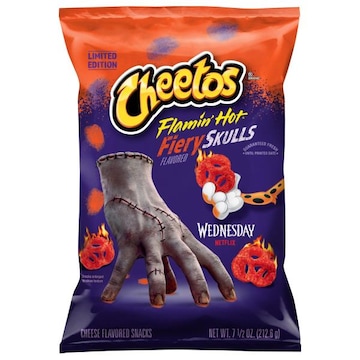 Cheetos Wednesday Netflix Flamin' Hot Fiery Skulls Flavored Cheese Flavored Snacks
