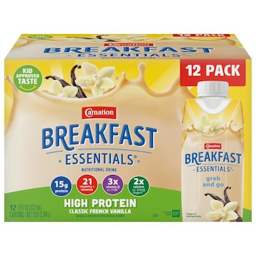 Carnation Breakfast Essentials 12 Pack Classic French Vanilla High Protein Nutritional Drink