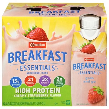 Carnation Breakfast Essentials High Protein Creamy Strawberry Flavor Nutritional Drink