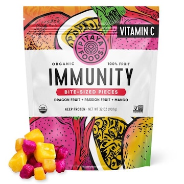 Pitaya Foods Dragon Fruit + Passion Fruit + Mango, Organic, Bite-Sized Pieces, Immunity