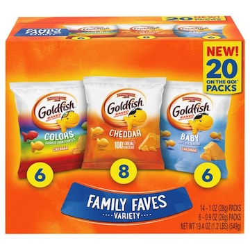 Goldfish® 20 On the Go Packs Family Faves Variety Baked Snack Crackers