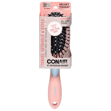 Conair Velvet Touch Travel Detangle & Style Hairbrush Savvy Value