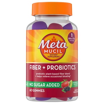 Metamucil No Sugar Added Gummies Strawberry Kiwi & Blackberry Flavored Fiber + Probiotics