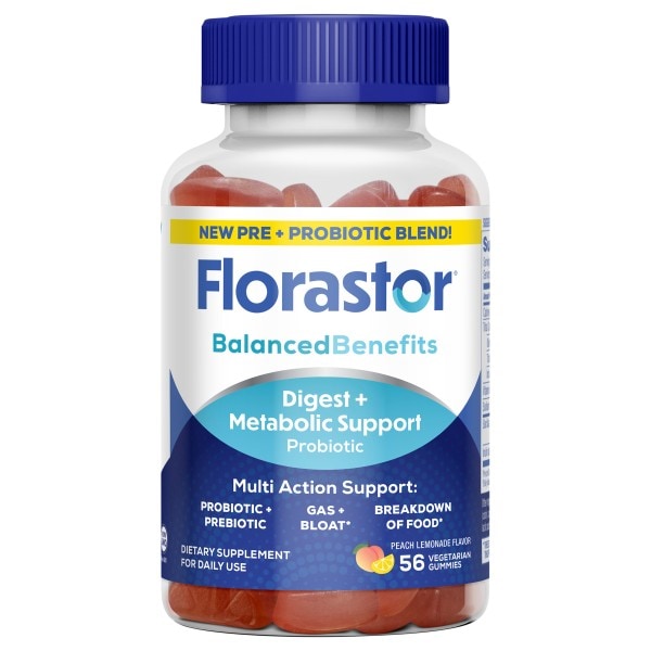 Florastor Vegetarian Gummies Digest + Metabolic Support Peach