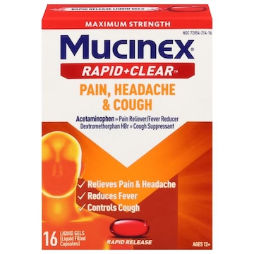 MUCINEX® Rapid + Clear Maximum Strength Pain, Headache & Cough