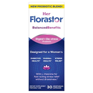 FlorastorKids Balanced Benefits 30 Capsules and L-Theanine for Mind and Body Wellness Vaginal Probiotics Probiotics for Digestive Health Her Digest and De-Stress Women's Probiotic an