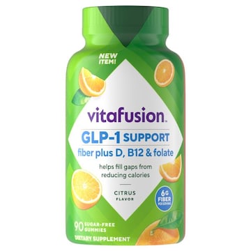 Vitafusion Sugar-Free Gummies Fiber Plus D, B12 & Folate Citrus Flavor GLP-1 Support