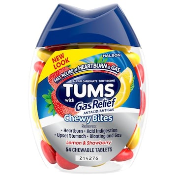 Tums Chewy Bites Lemon & Strawberry Antacid/Antigas with Gas Relief