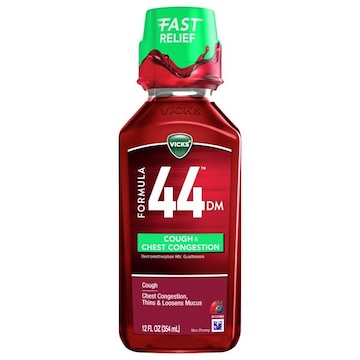 Vicks Vicks Formula 44 DM Cough & Congestion Liquid, Cough Medicine for Adults, Berry, 12 fl oz