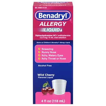 Benadryl Wild Cherry Liquid 12.5 mg Allergy