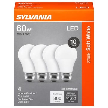 Sylvania Soft White LED A19 Frost 8.5 Watts Indoor/Outdoor Bulbs