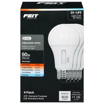Feit Electric Adjustable White LED 8.8w General Purpose Light Bulbs