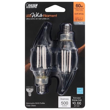 Feit Electric Soft White LED 5.5 Watts BA10 Clear Glass Bulbs