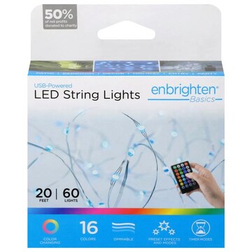 Enbrighten Basics LED USB- Powered Color Changing String Lights