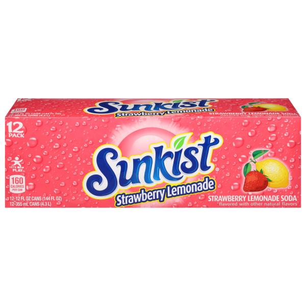 Sunkist Soda, Strawberry Lemonade, 12 Pack Publix Super Markets