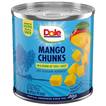 Dole No Sugar Added in a Blend of 100% Juice Mango Chunks
