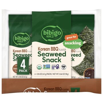 Bibigo 4 Pack Korean BBQ Flavor Seaweed Snack