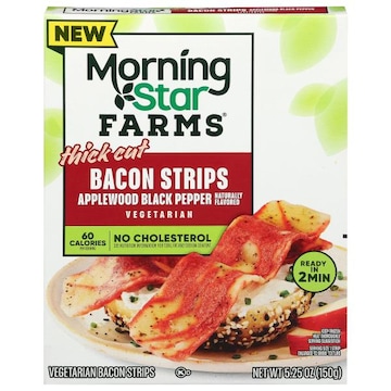 MorningStar Farms Thick Cut Applewood Black Pepper Vegetarian Bacon Strips